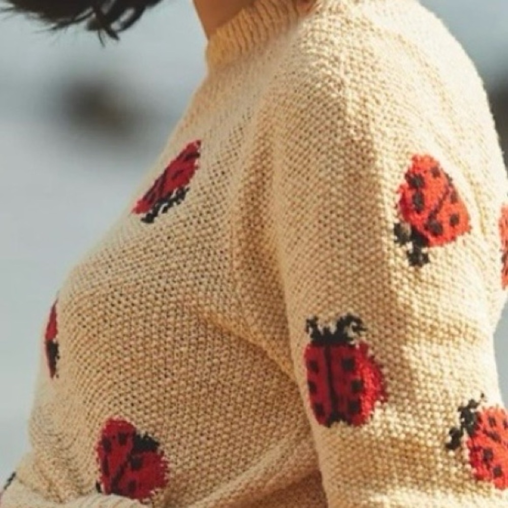 Maeve by Anthropologie Cream Ladybug Turtleneck Sweater XS - Picture 5 of 15